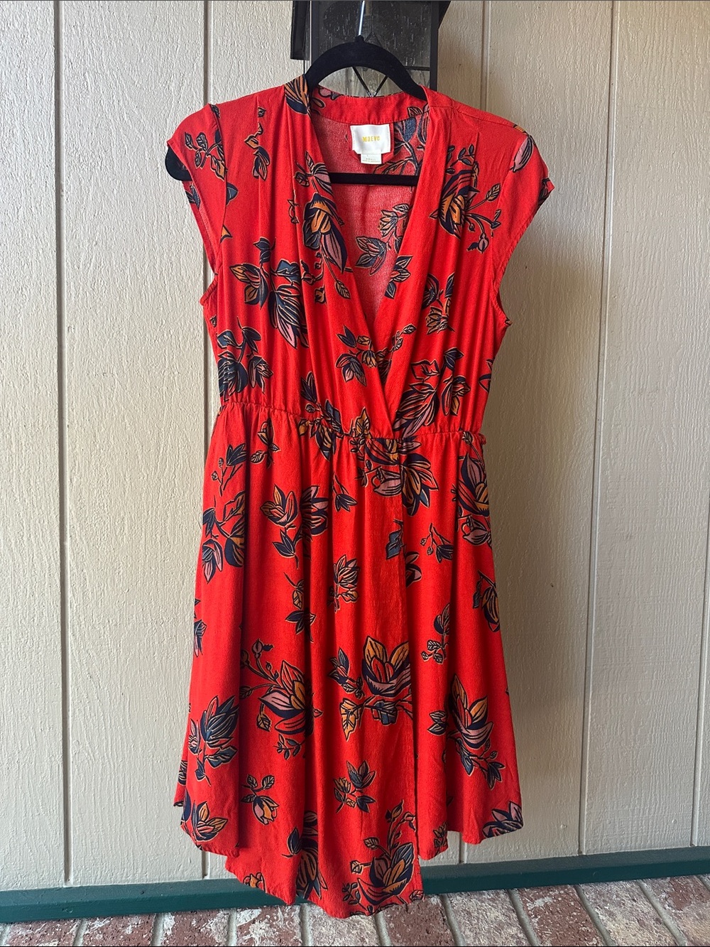 Anthropologie Red Floral Surplice Mini Dress